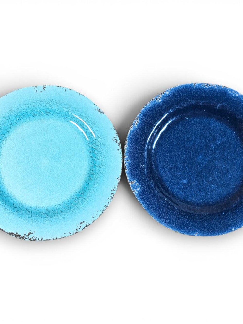 Hobby Lobby Al Fresco Salad Plates Set of 2 Melamine Crackle Farmhouse Blue 9"